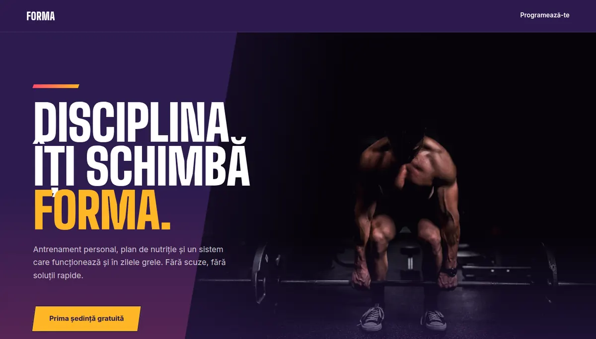 Homepage screenshot on desktop: Forma, personal training